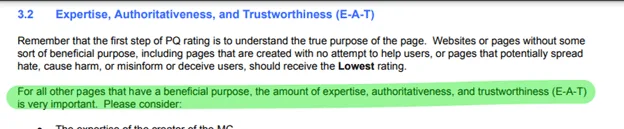 Use Google EAT guidelines to create helpful content